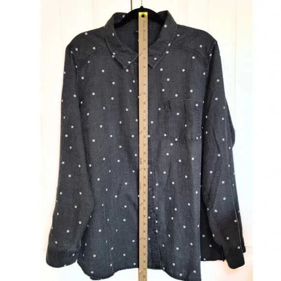 TORRID Gray White Polkadot Long Sleeve Button Up Top Women's Size 3-22/24-3X - Picture 2 of 11
